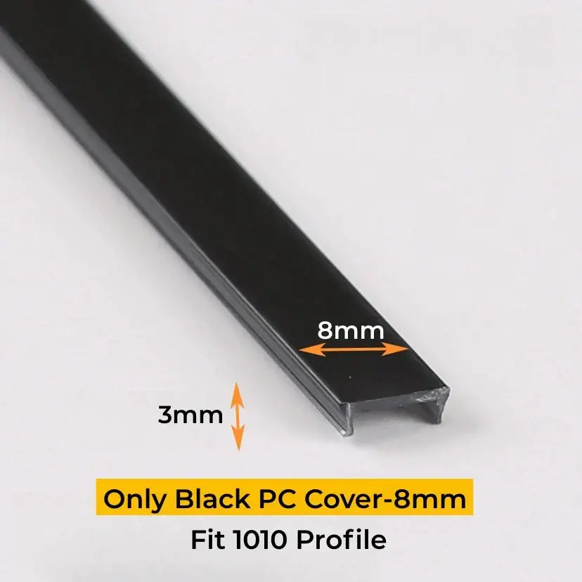 Black plastic decorbites led strip channel diffuser cover 8mm x 3mm for 1010 aluminum profile light