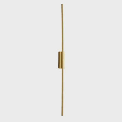 A sleek decorbites led strip copper wall lamp with gold-finished metal rod for living room and bedroom lighting