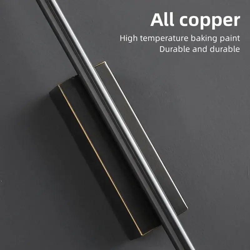 Black rectangular copper door handle with gold trim edges on decorbites led strip copper wall lamp for living room use