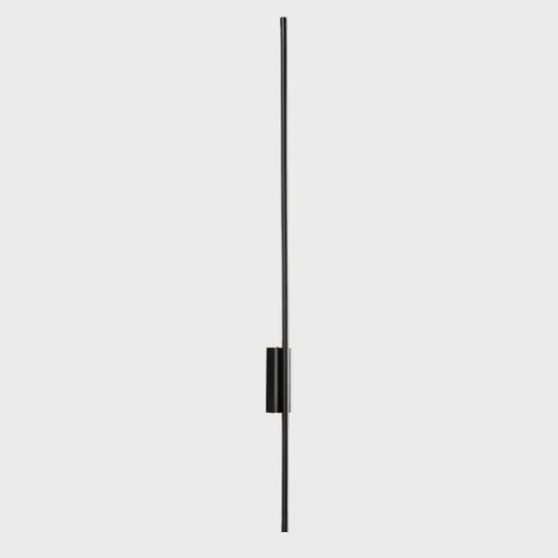 Black minimalist DecorBites led strip copper wall lamp with sleek vertical rod and rectangular backplate for living spaces
