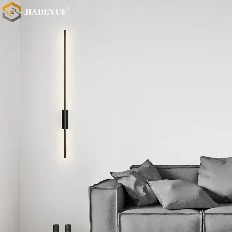 Minimalist black metal wall lamp with sleek vertical design and warm led lighting decorbites led strip copper wall lamp
