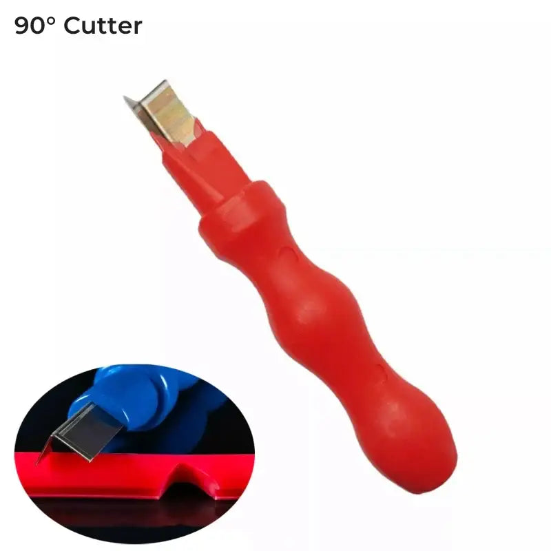 Decorbites™ led strip light installation tool with red plastic-handled 90° cutter and metallic blade for strip light installation