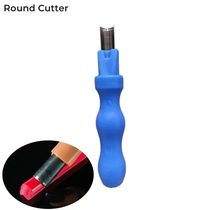 Decorbites™ led strip light installation tool with blue ergonomic handle and metallic round cutting blade for strip light installation