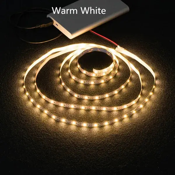 DecorBites™ warm white led strip light with flexible slim design and evenly spaced bulbs in 50cm to 5m length