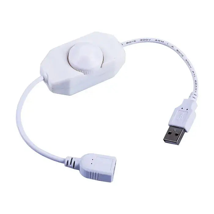 White usb-powered dimmer switch with rotary knob and cables for black and white led strip lights living room adapter