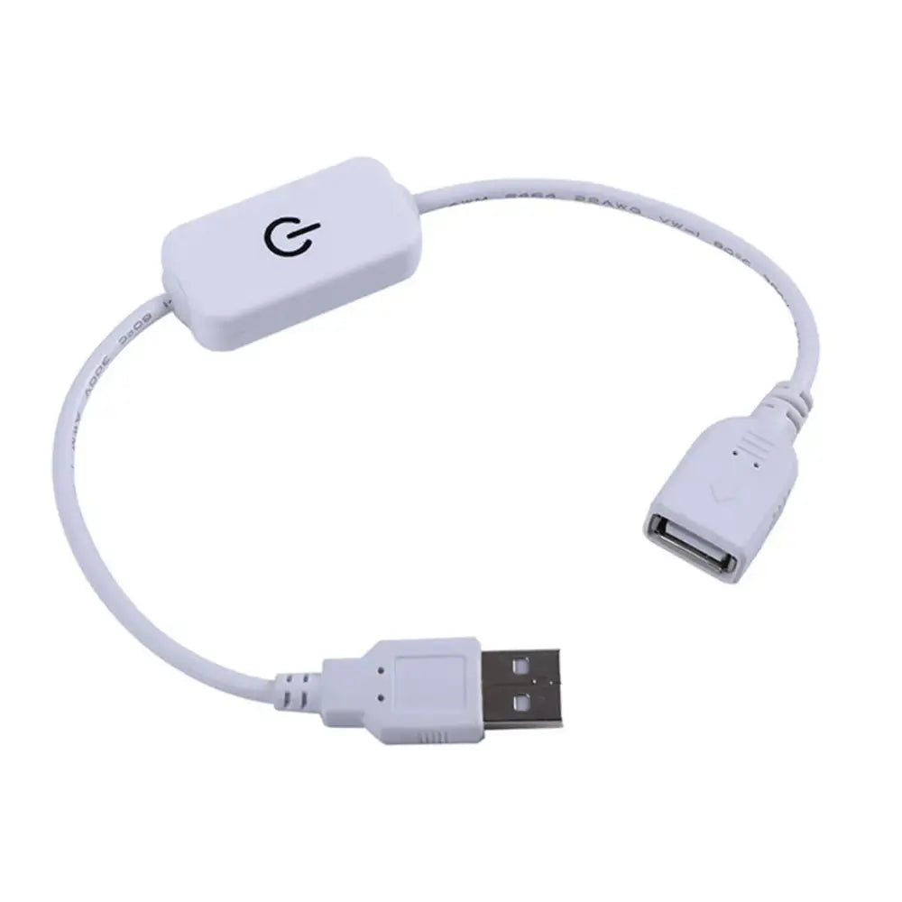 White usb-to-usb adapter cable with power switch for black and white led strip lights dimmer switch living room use