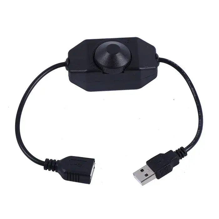 Black plastic usb dimmer switch with rotary knob and usb-a connector for led strip lights in living room adapter