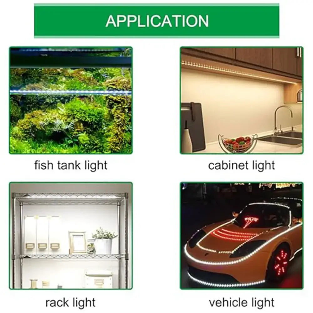 Black and white usb led strip lights with dimmer switch for aquariums cabinets shelves and vehicle use