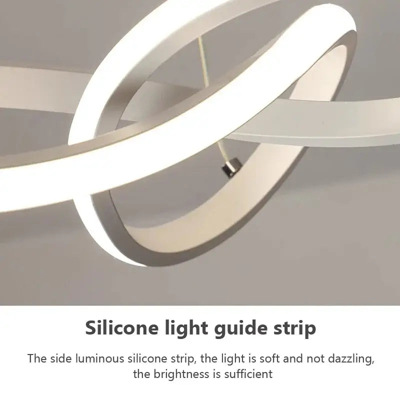 White silicone light guide strip with sleek curved design for modern black and gold led strip pendant light decorbites