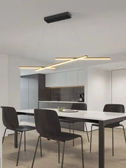 Modern black led strip pendant chandelier with sleek rectangular design for dining room by decorbites led strip