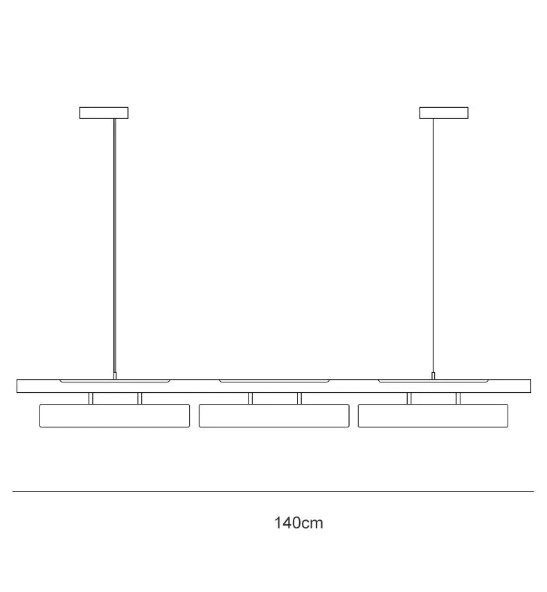 Decorbites™ LED strip pendant lights featuring three rectangular minimalist strip led panels for modern dining spaces