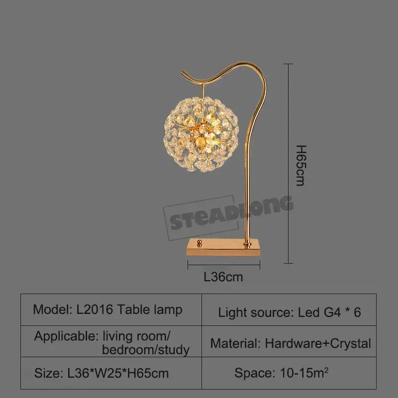 Gold-toned decorbites led sunflower crystal floor lamp with curved stand and spherical chandelier shade for living room