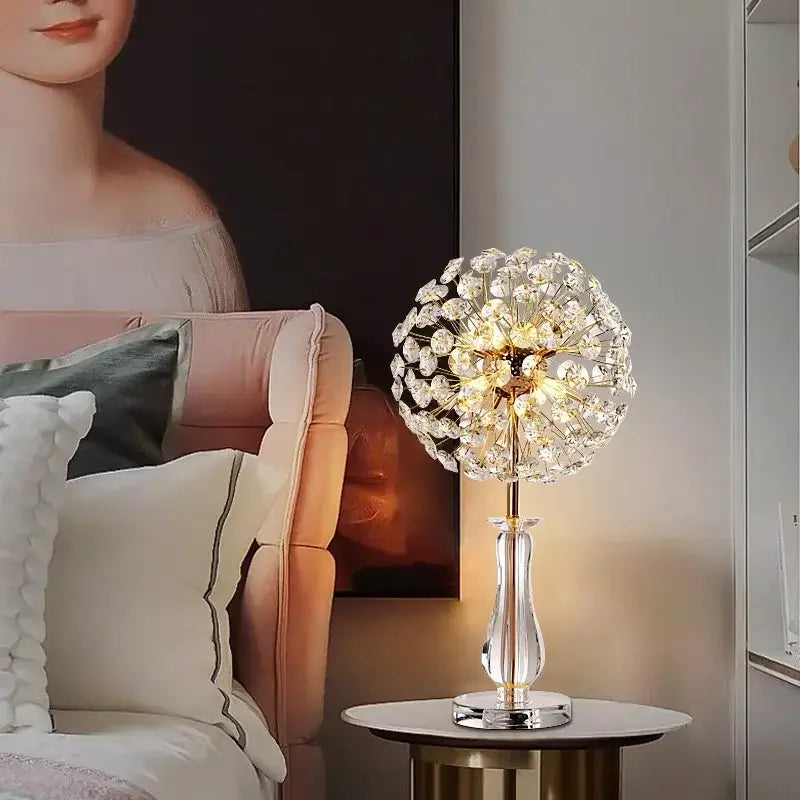 Decorbites led sunflower crystal gold floor lamp with sparkling crystal dandelion design and clear glass base illuminating warm light