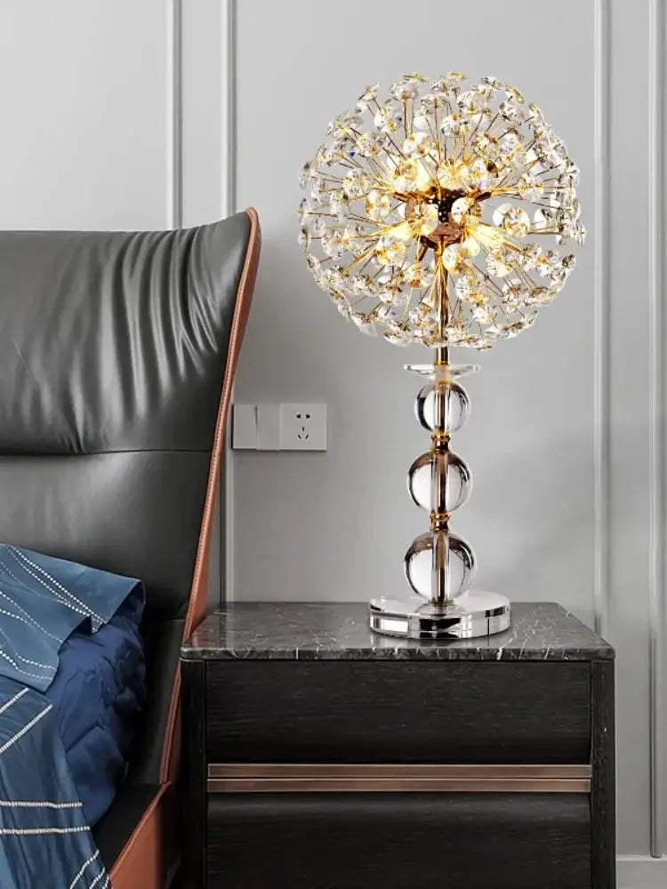 Elegant decorbites led sunflower floor lamp with a sparkling gold and crystal globe and tiered modern base for living room