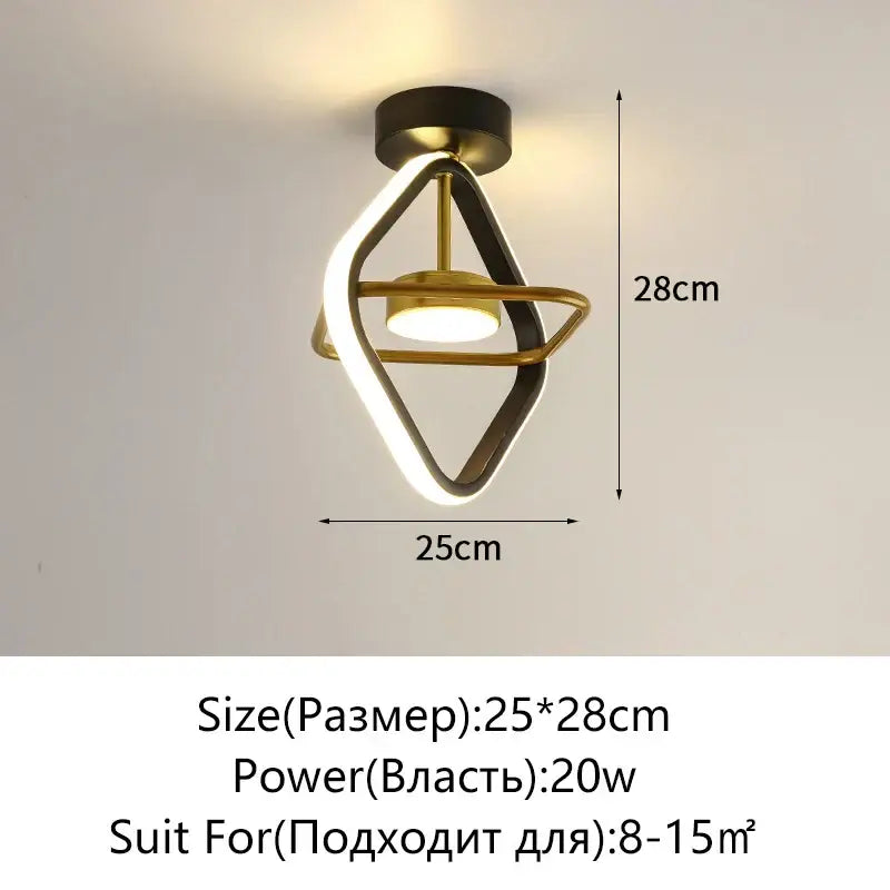 Modern geometric decorbites led surface ceiling lights with gold metal frame and illuminated white led ring for home lighting