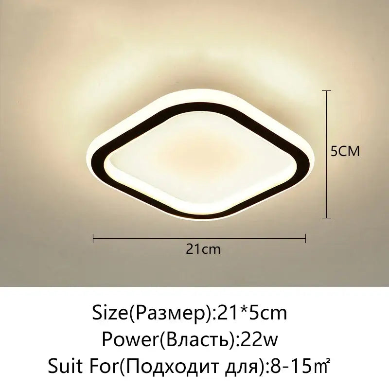 Modern minimalist decorbites led surface mounted ceiling lights with sleek white and black frame emitting warm illumination