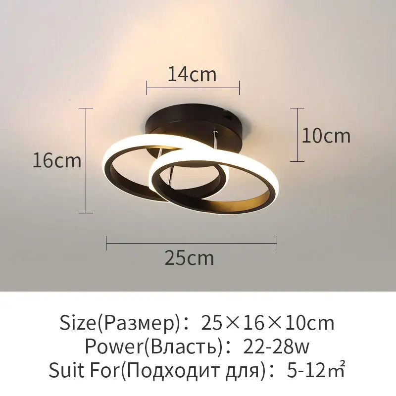 Modern black and white decorbites led surface mounted ceiling lights with interlocking circular rings for home lighting