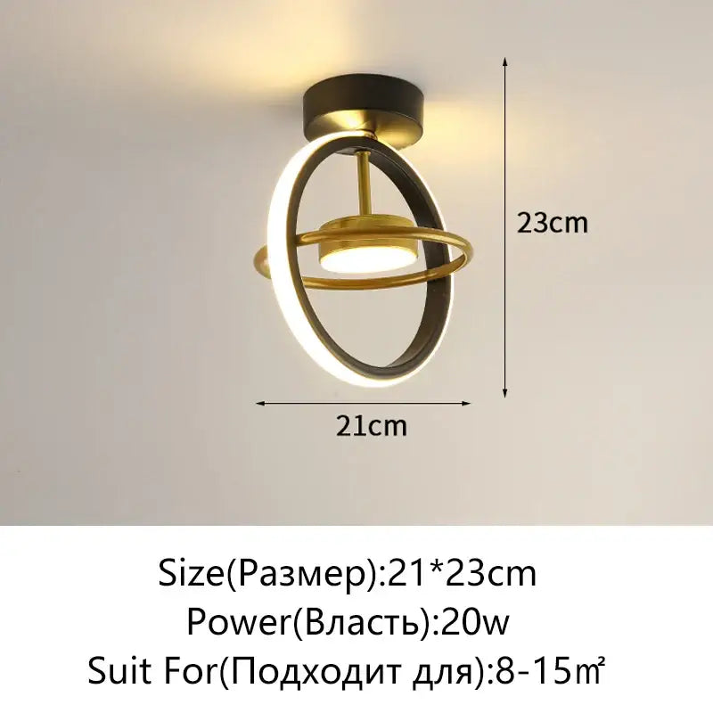 Modern gold-toned decorbites led surface mounted ceiling lights with concentric rings and glowing led bulb for home lighting