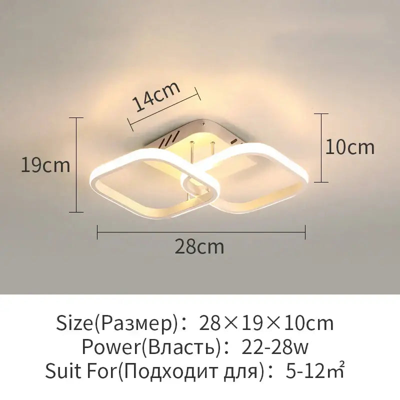 Modern white decorbites led surface mounted ceiling lights with sleek geometric interlocking square frames for home lighting