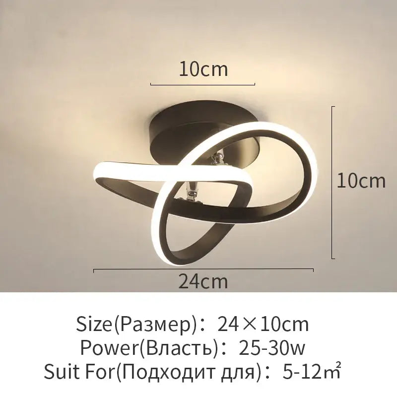 Modern black and white decorbites led surface mounted ceiling lights with sleek intertwined ring design for home lighting