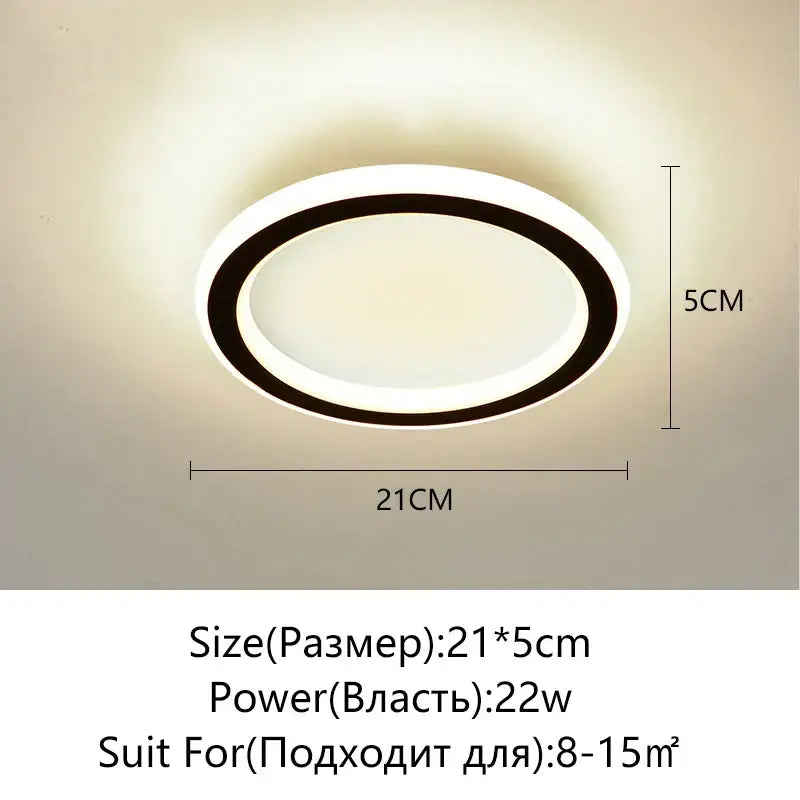 Modern minimalist DecorBites LED surface mounted ceiling lights with sleek white and black circular design and illuminated center ring