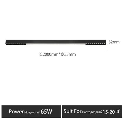 Black linear led surface mounted ceiling light by decorbites led surface with modern design 2000mm x 33mm for living spaces