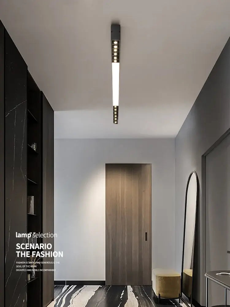 Modern linear ceiling light with multiple embedded led bulbs in a sleek design from decorbites led surface mounted collection