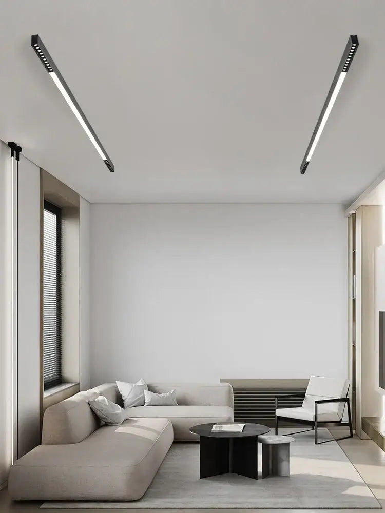 Minimalist beige sectional sofa with soft upholstery complements decorbites led surface mounted ceiling light for living areas