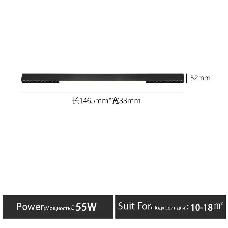 Black linear decorbites led surface mounted ceiling light fixture with sleek modern design and integrated power for commercial use