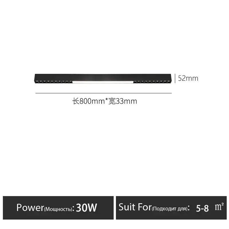 Black led surface mounted ceiling light strip 30w 800mm by 33mm for decorbites led surface applications