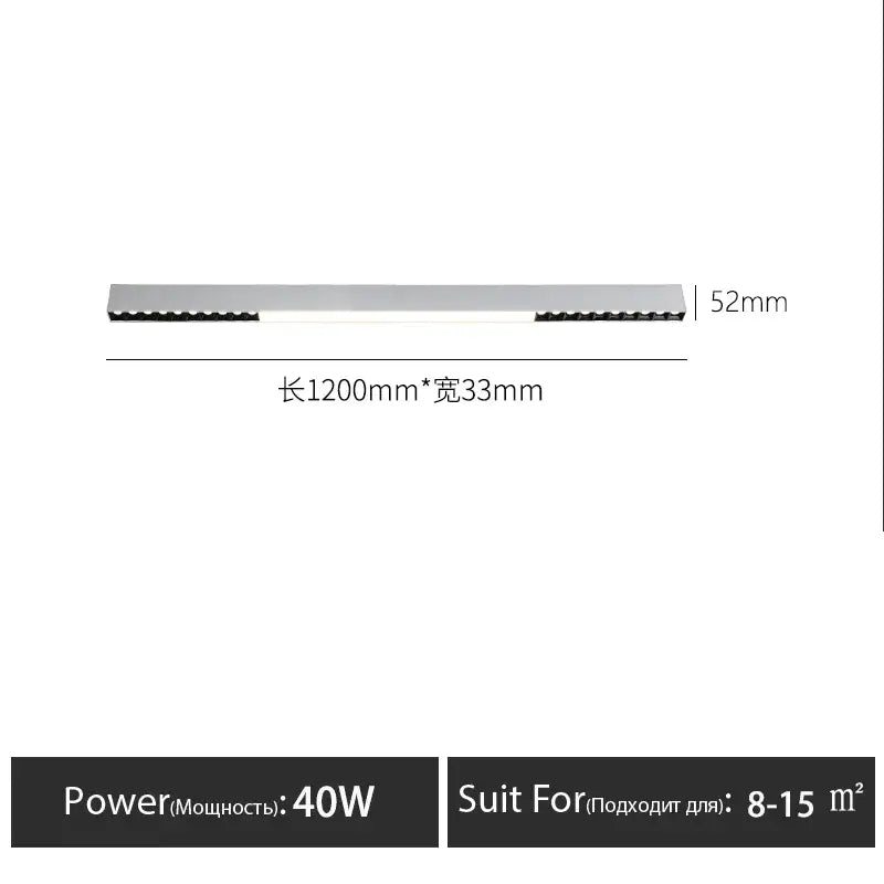 Silver led strip light 1200mm long 33mm wide for decorbites led surface mounted ceiling light in living spaces