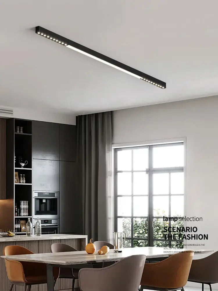 Black linear ceiling light with sleek modern design decorbites led surface mounted for living room and bedroom use