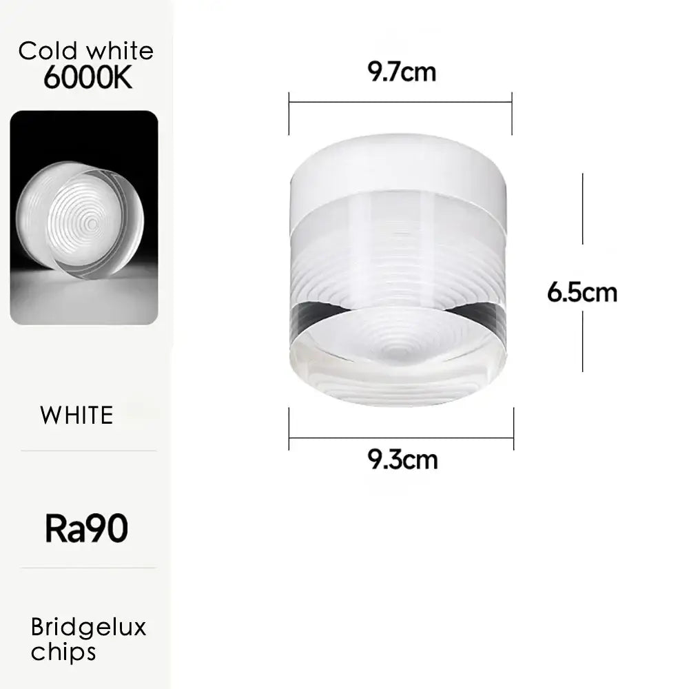 DecorBites led surface mounted spot lights white cylindrical design with frosted glass diffuser for ceiling use