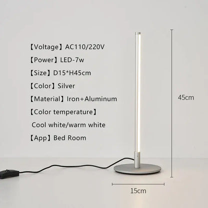 Silver cylindrical decorbites led table lamp with iron and aluminum base for bedroom use eye-protection led table lamp