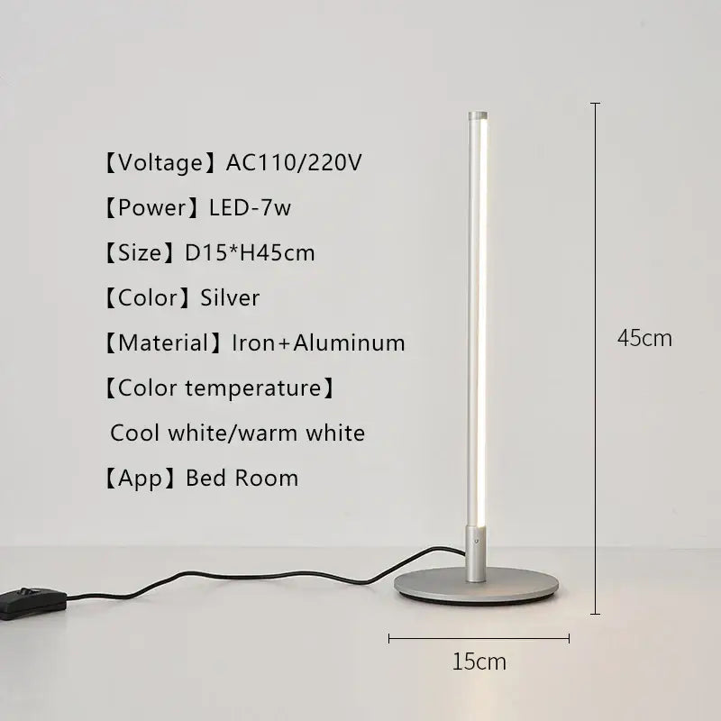 Silver cylindrical decorbites led table lamp with iron and aluminum base for bedroom use eye-protection led table lamp