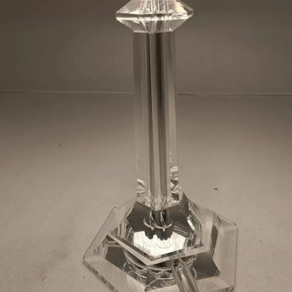 Clear crystal decorbites led table lamp with faceted hexagonal base and ornate diamond-shaped cap for modern decor