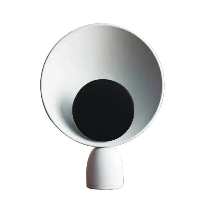 White ceramic DecorBites led table lamp with sleek cone-shaped bowl and black insert for modern living room lighting
