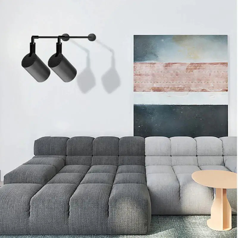 Modern black aluminium decorbites telescopic wall lamps with two adjustable spotlights for gallery lighting