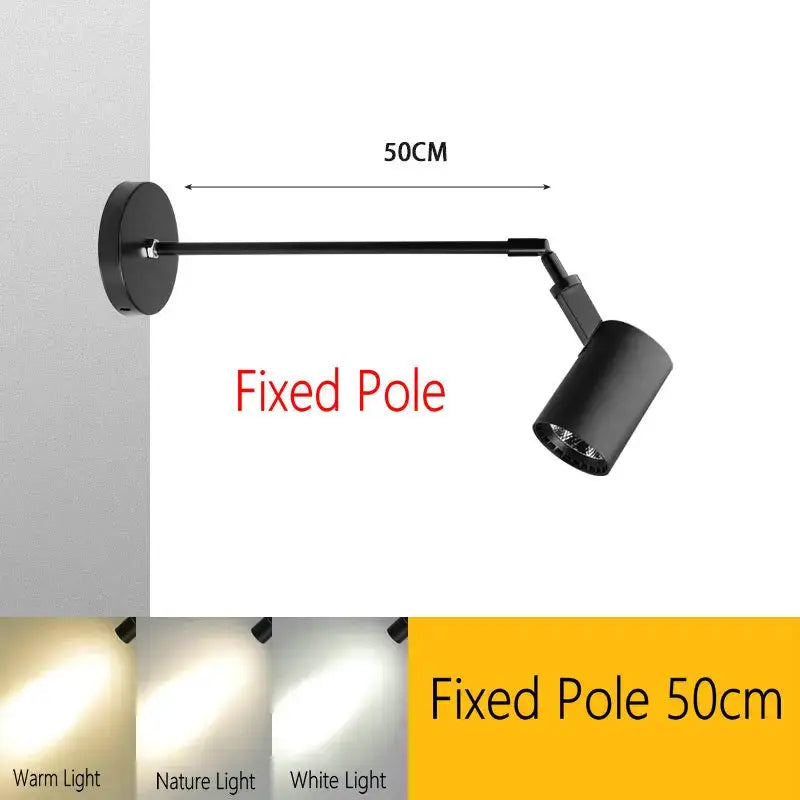 Black matte aluminium decorbites telescopic wall lamp with 50cm adjustable spotlight for gallery lighting