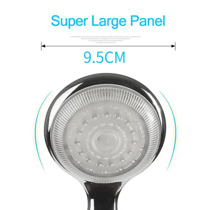 Chrome finished decorbites led temperature controlled shower head with super large 9.5cm panel and multiple nozzles