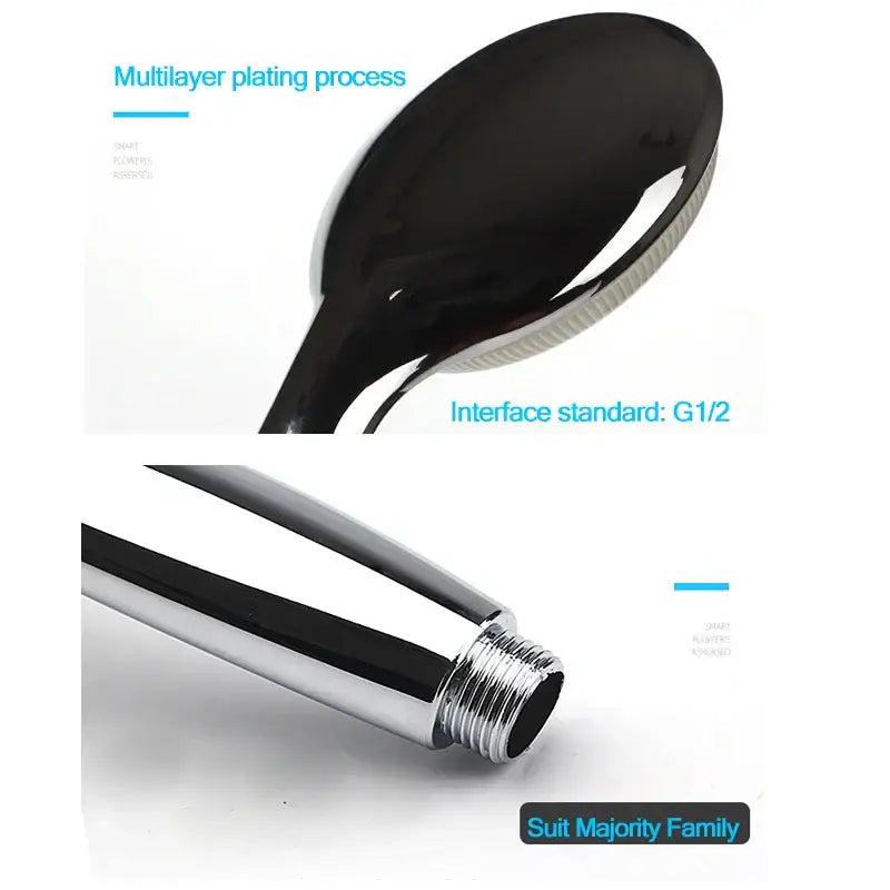 Black and chrome decorbites led temperature controlled shower head with multilayer chrome plating and super large panel