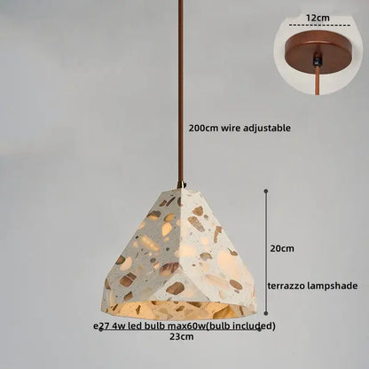 DecorBites led terrazzo pendant light with white and beige geometric design for corridor bedroom living room lighting