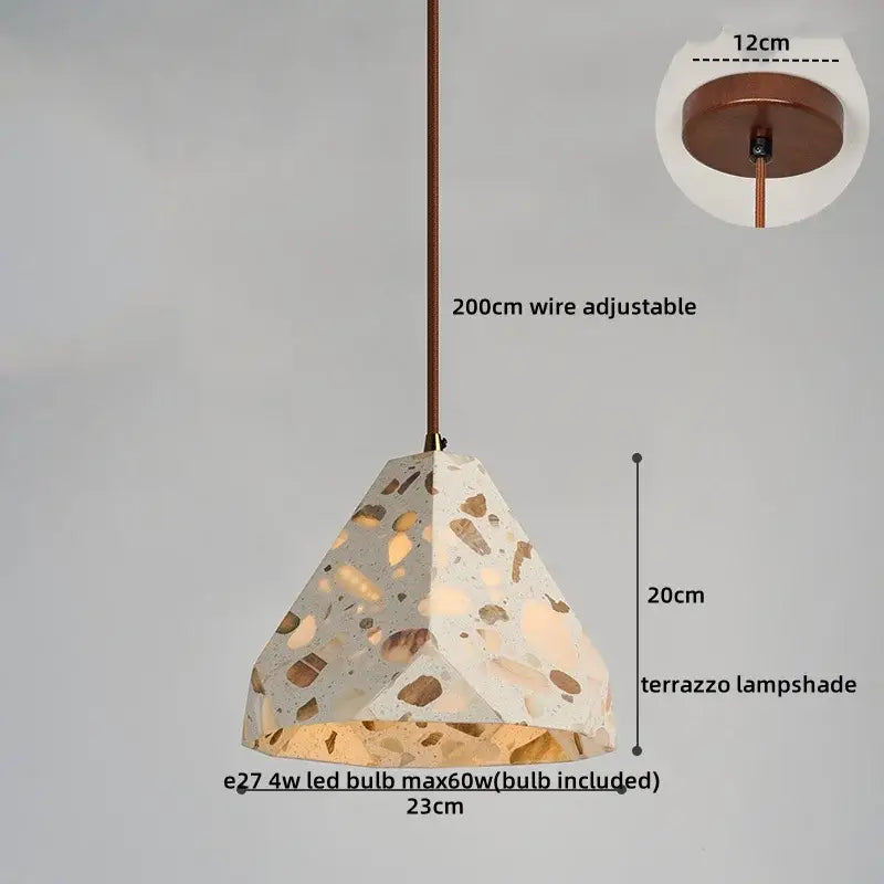 DecorBites led terrazzo pendant light with white and beige geometric design for corridor bedroom living room lighting