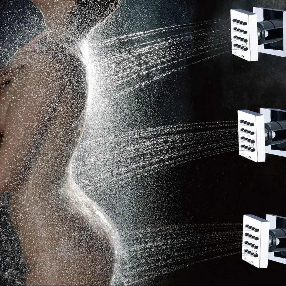 Modern chrome shower faucet decorbites led thermostatic with multiple nozzles emitting fine mist for rain bath use
