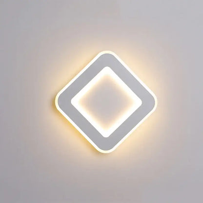 Modern diamond-shaped wall light with sleek white frame and warm ambient lighting decorbites led touch switch