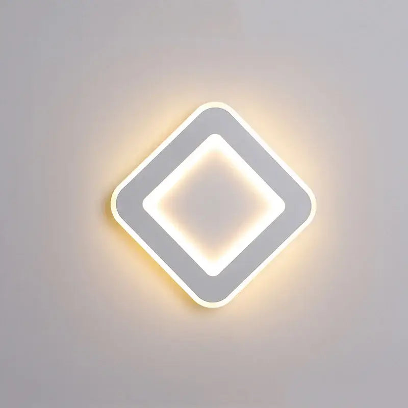 Modern diamond-shaped wall light with sleek white frame and warm ambient lighting decorbites led touch switch