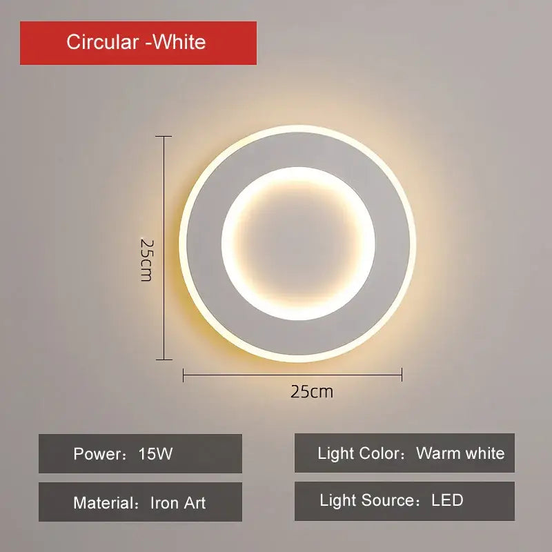 Circular white decorbites led touch wall light with 25cm diameter and modern minimalist design for bedroom use