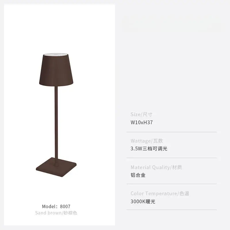 Sand brown aluminum decorbites led touch table lamp with adjustable 3000k warm light and usb charging for home office