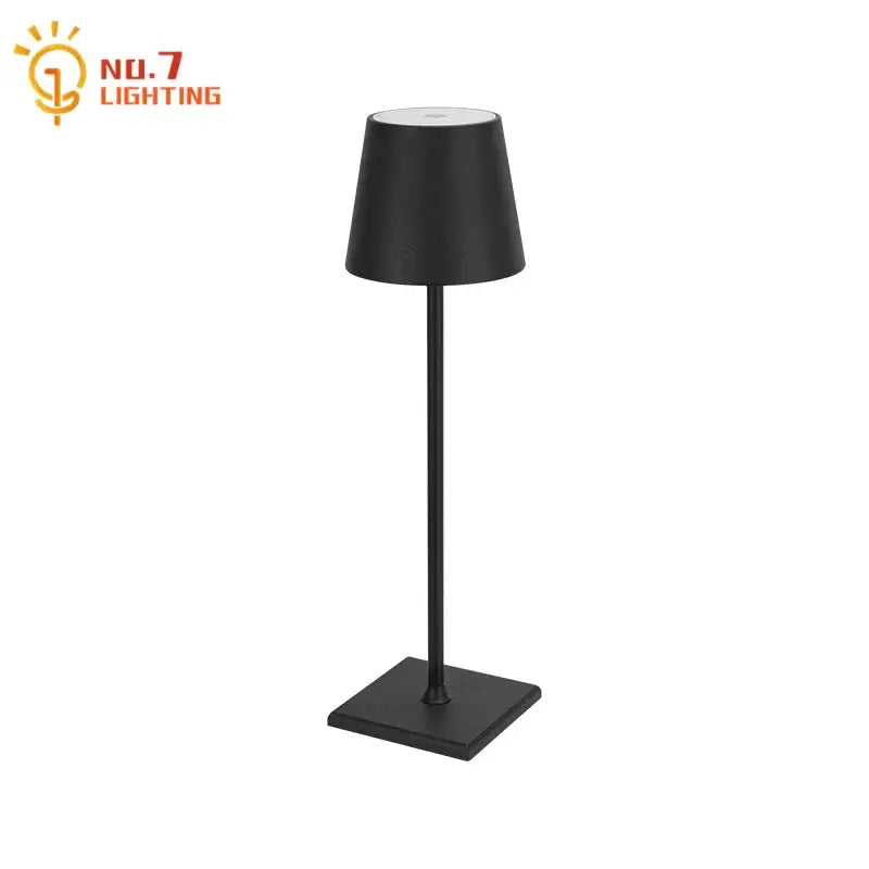 Black matte DecorBites led touch table lamp with sleek modern design and square base for home and office use