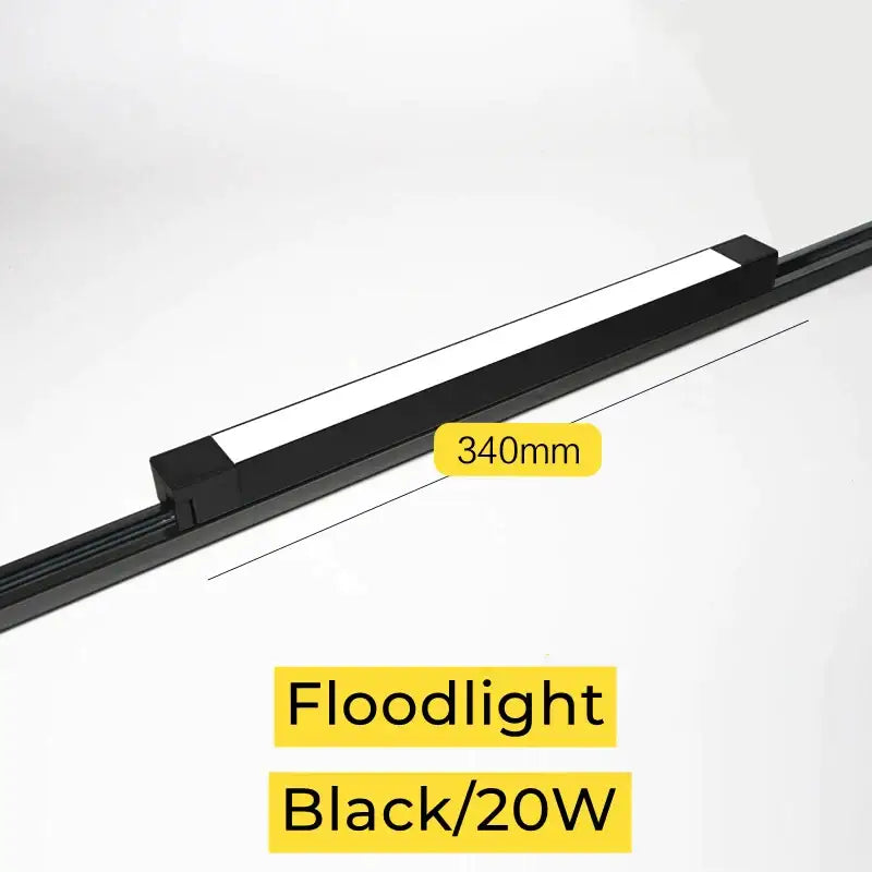 Black 20w decorbites led track floodlight with sleek modern design 340mm length for living room and store lighting